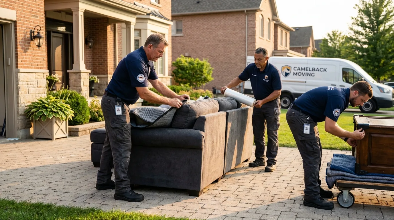 Large estate moving crew wrapping furniture in Cortez, FL